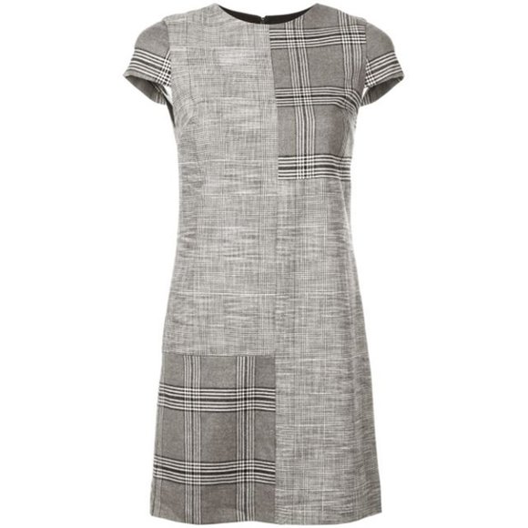 NWT Alice + Olivia Coley Plaid Dress Contrast Print Short Sleeve Black White 10 - Picture 3 of 9